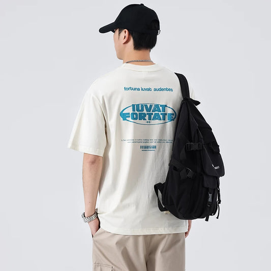 SZYT623 Summer new trend of loose loose hundred casual printing letters round neck short-sleeved T-shirt tide men's models